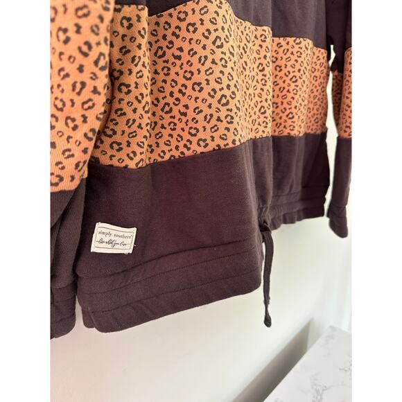 Simply Southern Sweatshirt Womens XXL Leopard Print Stripes Quarter Zip Sweater - Picture 11 of 11